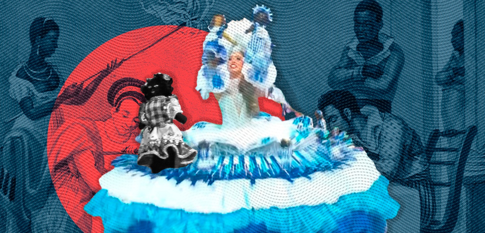 Símbolo da escravização de africanos e indígenas, ‘Sinhazinha’ de Parintins usa vestido com bonecos pretos