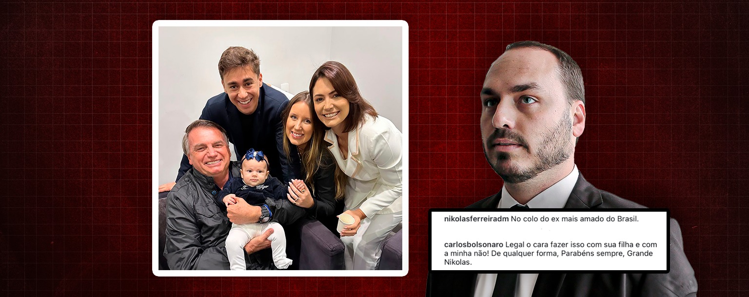 Bolsonaro posa com bebê de Nikolas e Carlos ironiza: ‘Com a minha não’