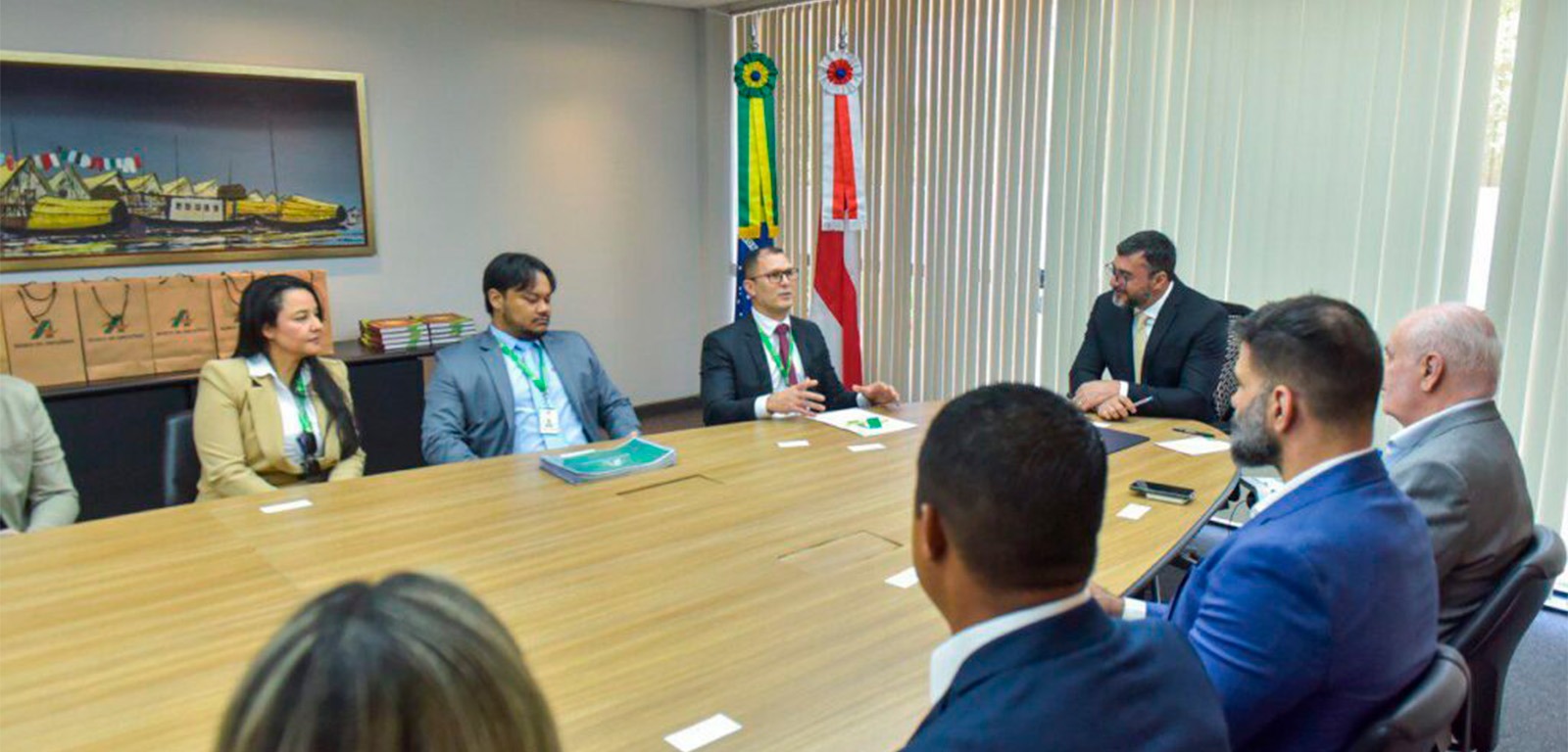 A reunião da assinatura do protocolo contou com a presença do governador Wilson Lima (Janailton Falcão/Secom)