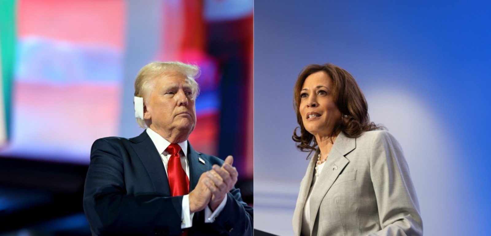 Da esquerda para direita, Donald Trump e Kamala Harris. (Foto: Reprodução)