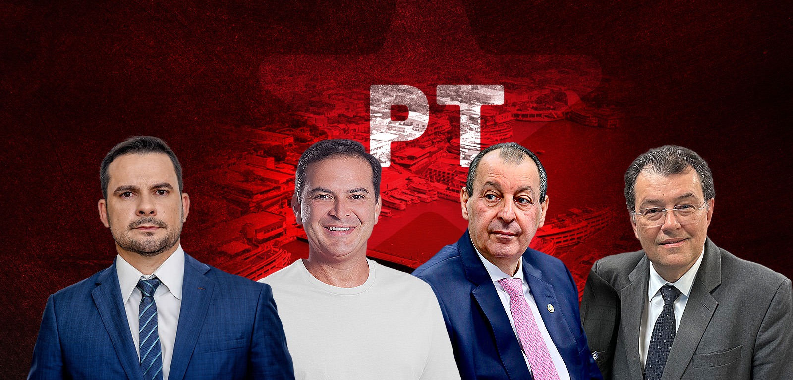 Da esquerda para a direita, Alberto Neto, Mateus Assayag, Omar Aziz e Eduardo Braga (Composição: Paulo Dutra/CENARIUM)