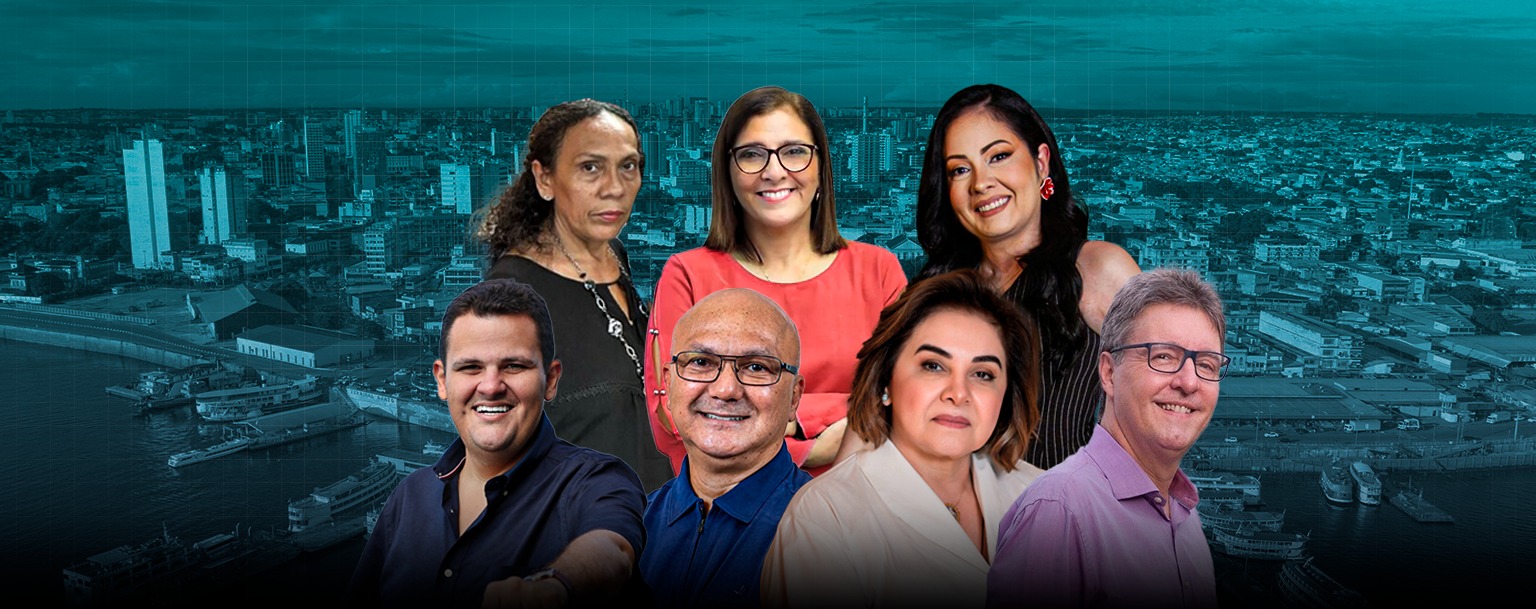 Estão confirmadas as presenças dos sete candidatos e candidatas a vice (Composição: Weslley Santos/CENARIUM)