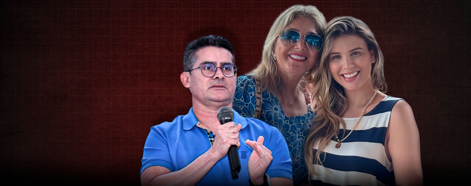 Da esquerda para direita: o prefeito de Manaus, David Almeida, a sogra, Lidiane Fontenelle, e a noiva, Izabelle Fontenelle (Composição: Weslley Santos/Cenarium)