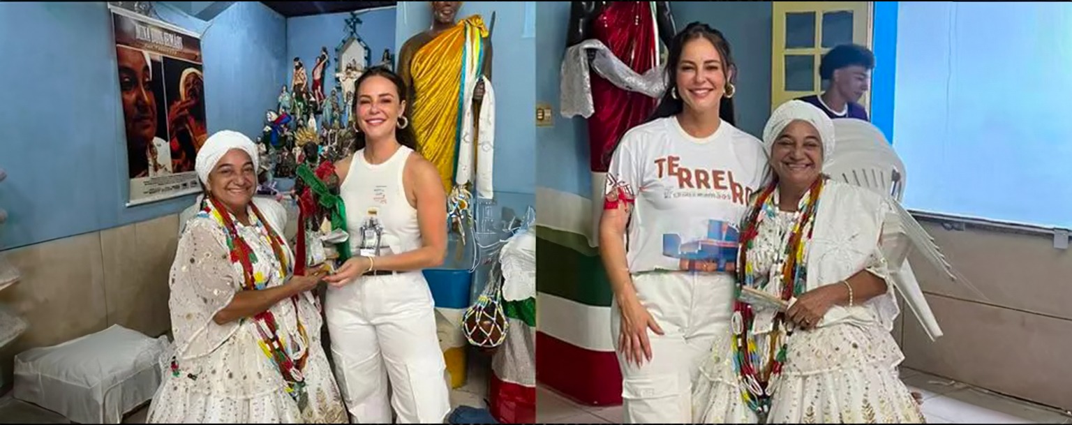Em Belém, Paolla Oliveira visita terreiro centenário: ‘Descobrindo os encantos’