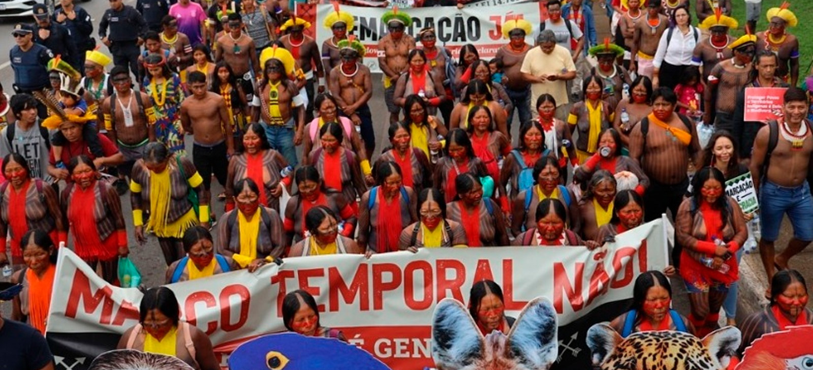 Indígenas realizam protesto contra PEC do Marco Temporal