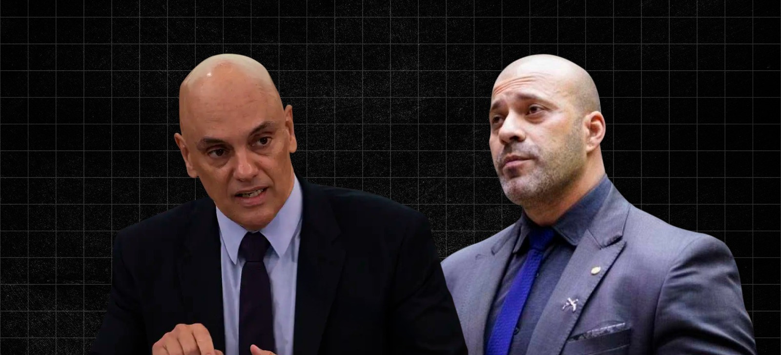 Ministro Alexandre de Moraes e o ex-deputado Daniel Silveira (Composição: Paulo Dutra/Cenarium)