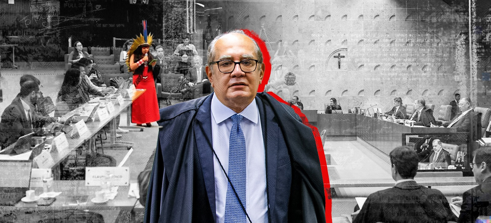 O ministro Gilmar Mendes suspendeu  reuniões para tratar da Lei do Marco Temporal (Composição: Paulo Dutra/Cenarium)