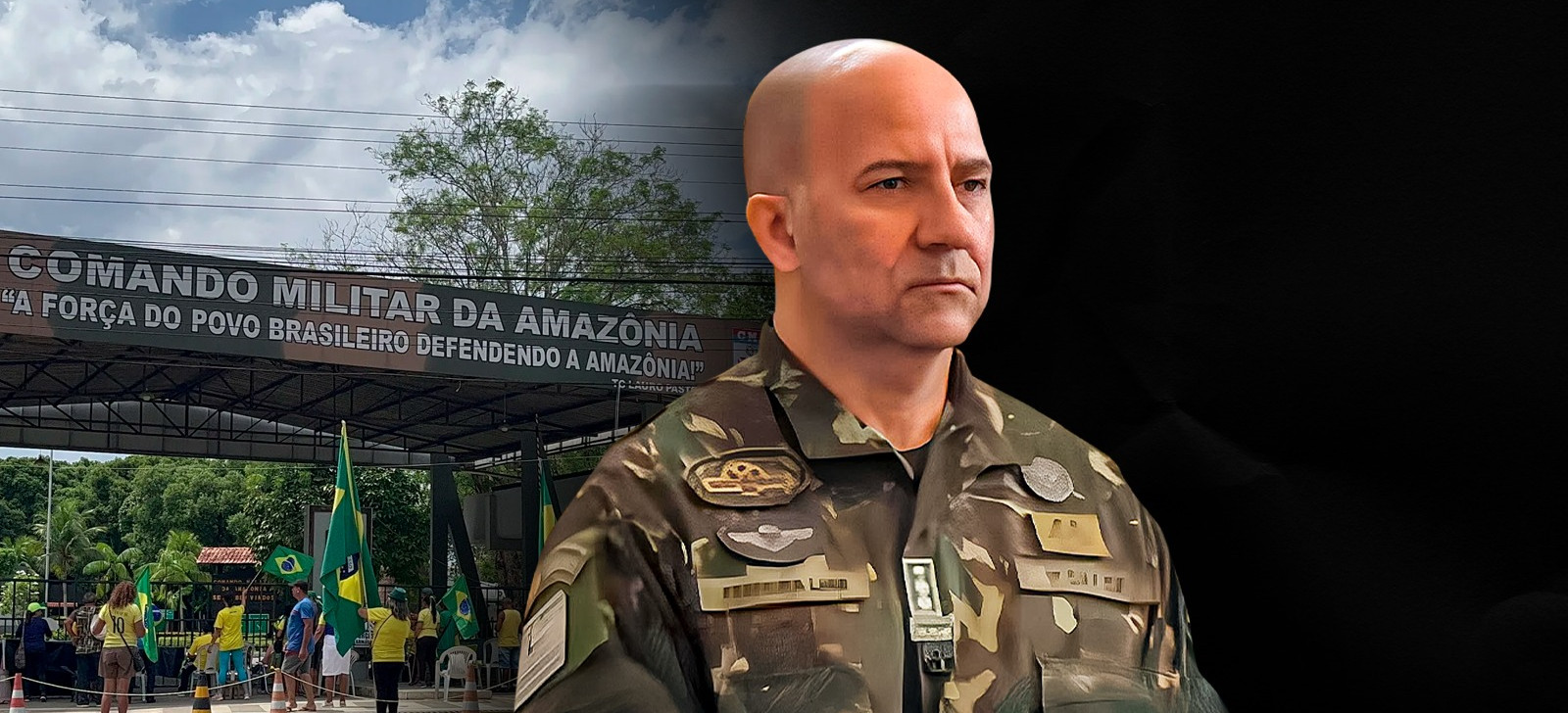 O militar do EB Hélio Ferreira Lima e a fachada do CMA (Composição: Paulo Dutra/CENARIUM)