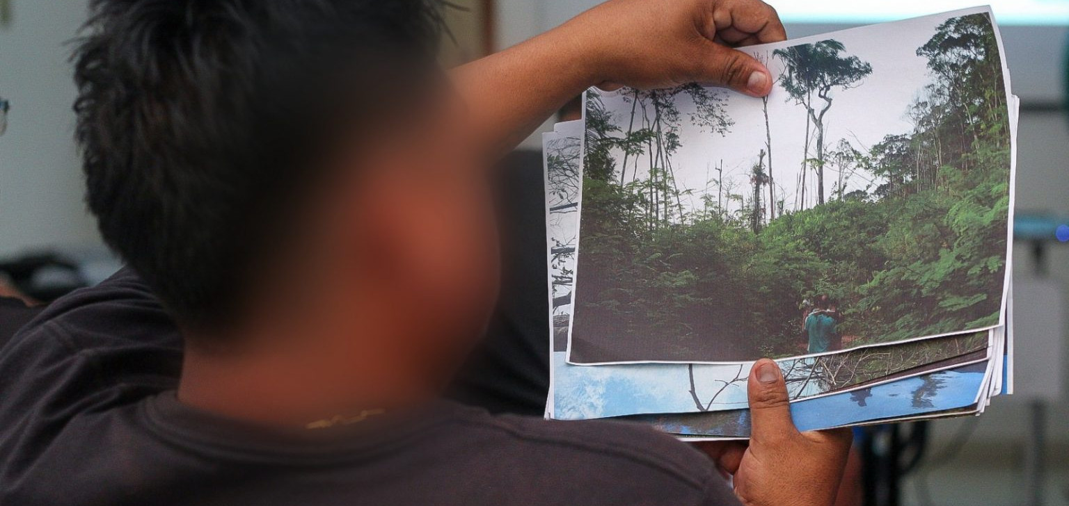 Indígena mostra destruição da floresta no entorno da BR-319 (Luiz André Nascimento/Revista Cenarium)