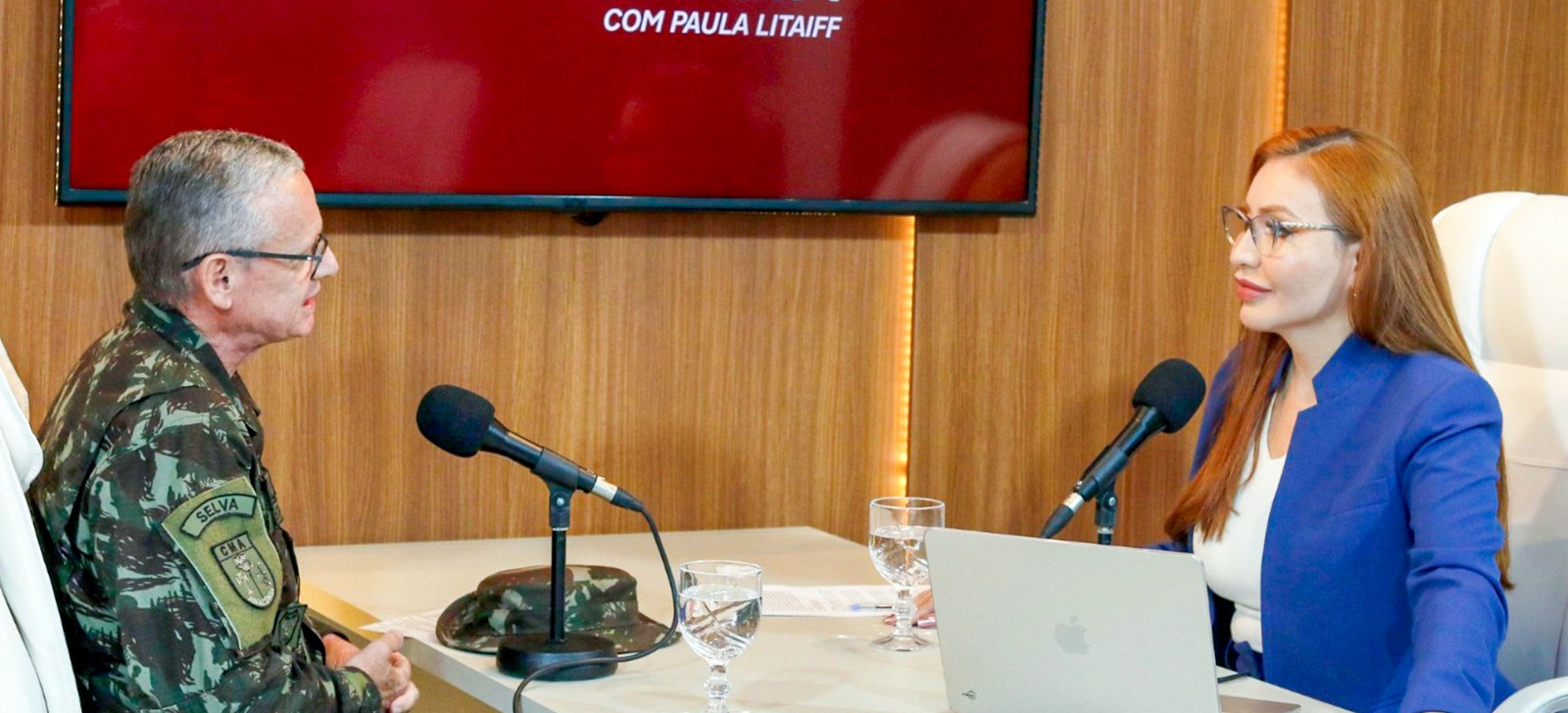 O general do CMA, Ricardo Costa Neves, e a jornalista e apresentadora Paula Litaiff (Ricardo Oliveira/CENARIUM)