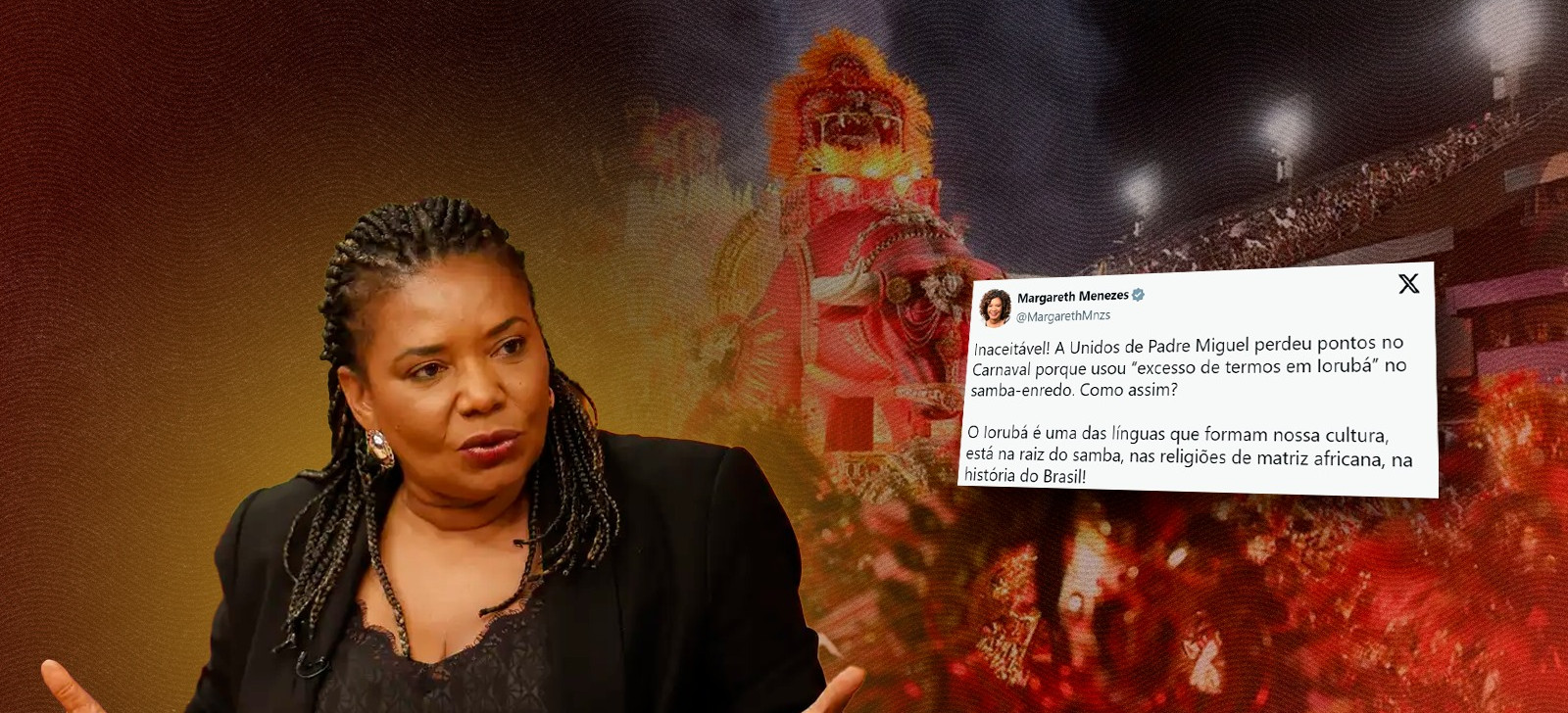 ‘Inaceitável’: ministra da Cultura se manifesta sobre repressão ao iorubá no Carnaval