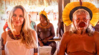 Chief Raoni welcomes Angelina Jolie to indigenous land in Brazil