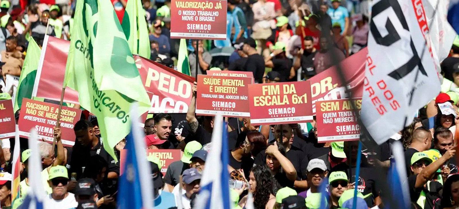Manifestantes pedem fim da escala 6×1 e igualdade salarial em São Paulo