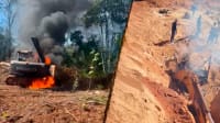 Garimpeiros tentam esconder máquinas durante ação do Ibama em MT