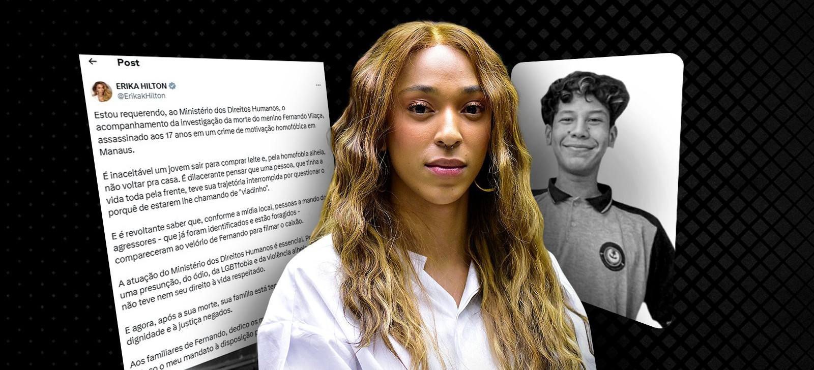 Erika Hilton aciona Governo Lula após morte de jovem por homofobia em Manaus