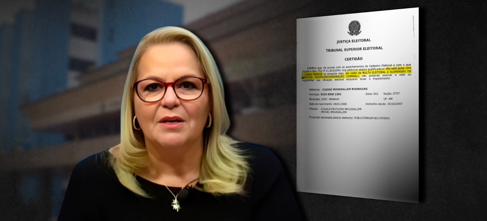 Blogueira de Manaus perdeu direitos políticos após condenação criminal; veja documento