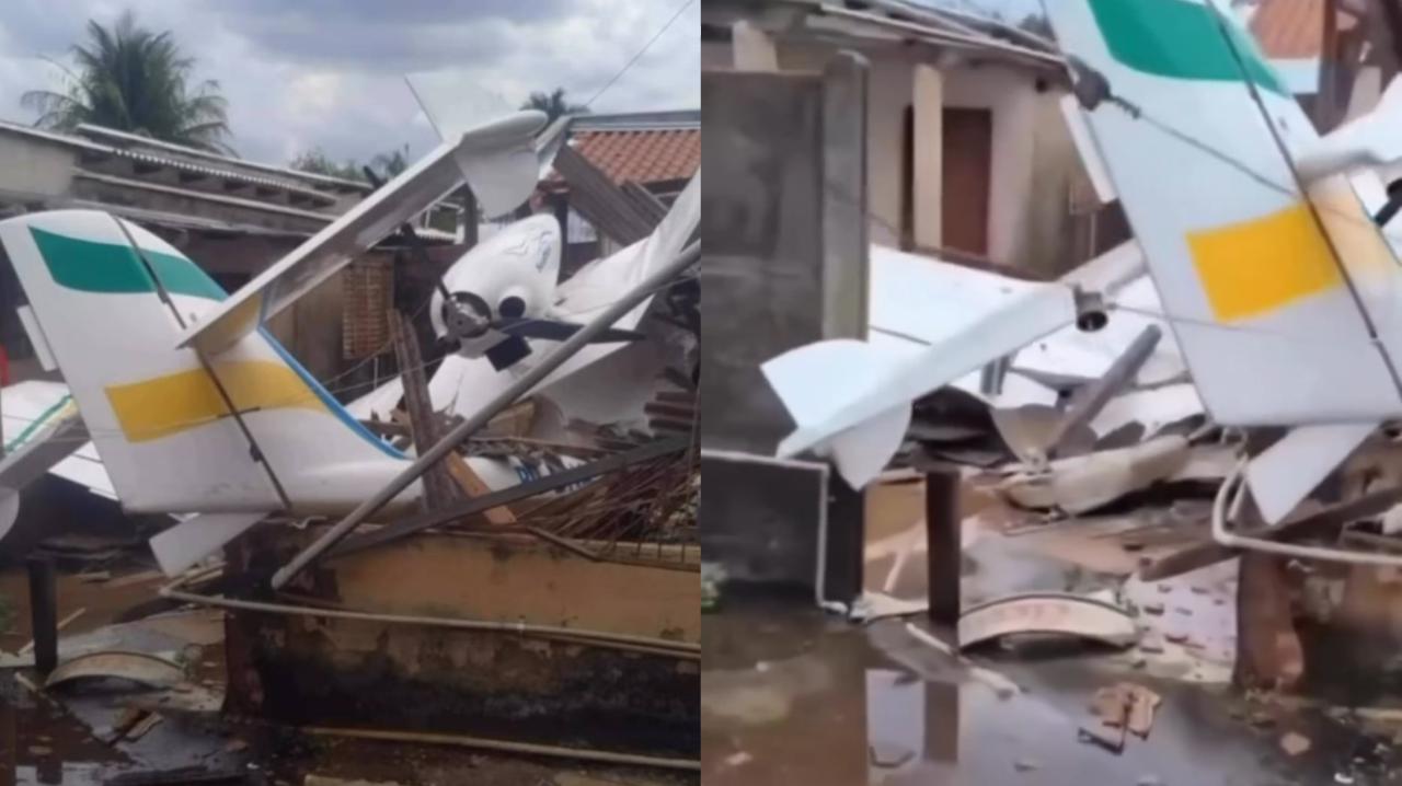 Avião cai sobre casa em Goiânia; piloto escapa com vida