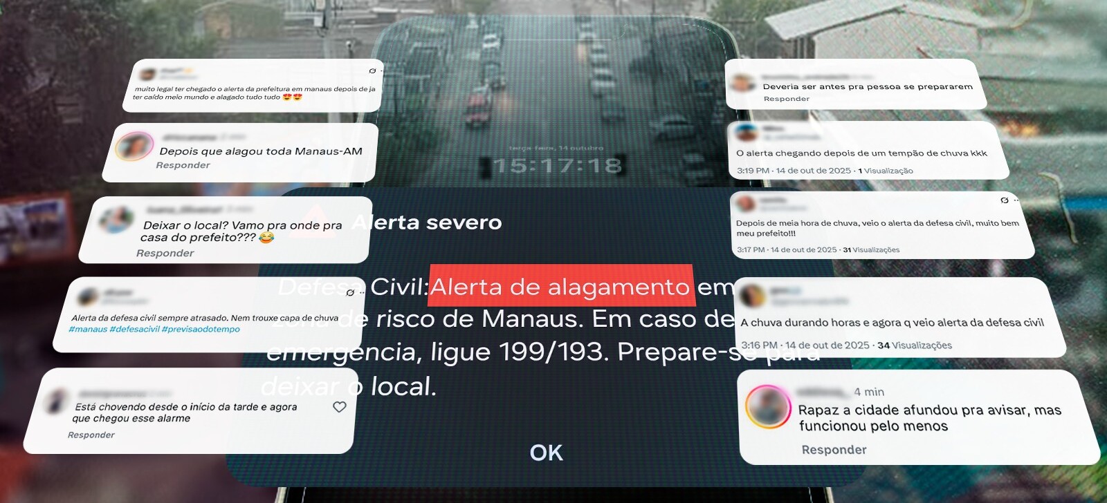 População critica atraso de alerta da Defesa Civil em Manaus