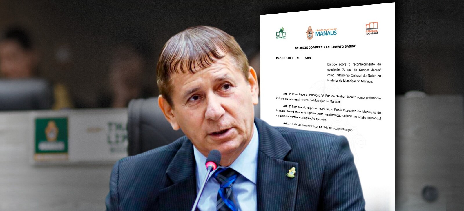 Vereador de Manaus propõe ‘A paz do Senhor Jesus’ como patrimônio cultural