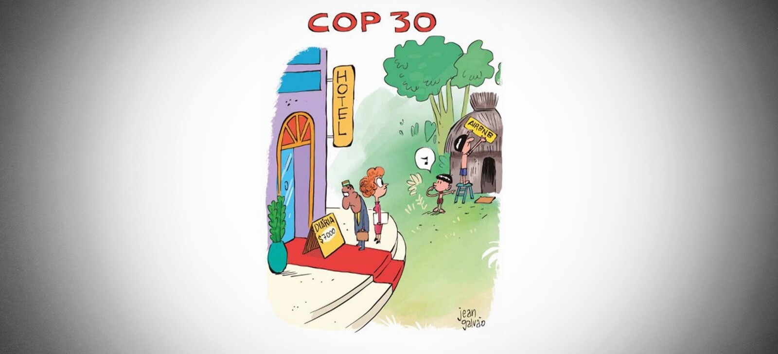 Charge sobre COP30 com estereótipos da Amazônia causa polêmica; revista pede desculpas