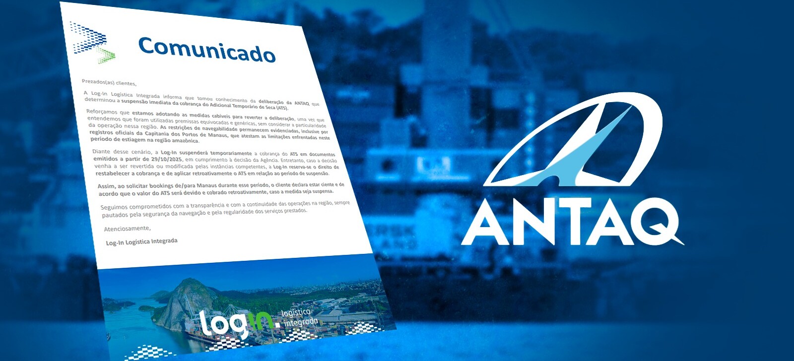 Log-In Logística ameaça retomar ‘Taxa da Seca’ após suspensão da Antaq e com estabilidade do Rio Negro