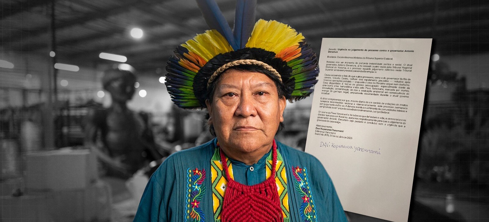 Davi Kopenawa pede urgência do TSE no julgamento de Denarium e alerta para crise Yanomami